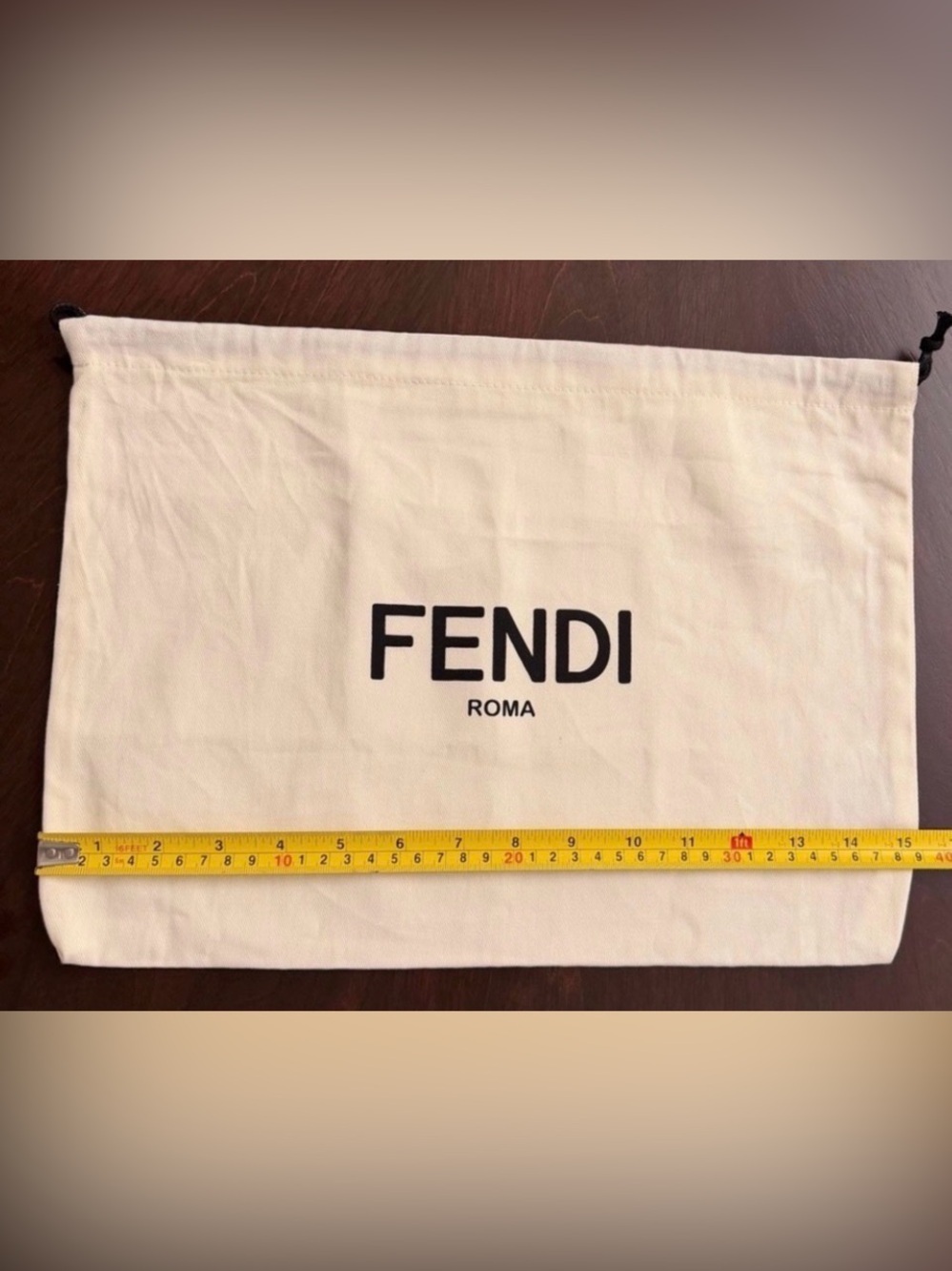 Fendi Bag Dust  in Cream with Black Logo - Picture 2 of 2
